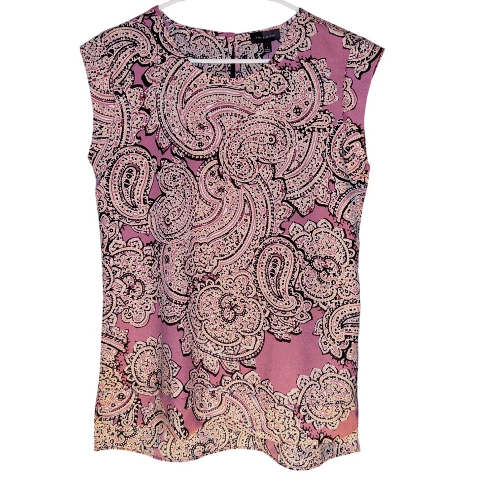 The Limited Womens Sleeveless Paisley Print Blouse Purple Pink Size S‎ NWT